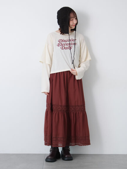 フェイクレイヤードプリントTシャツ(チャコールグレー/パープル/キナリ)|Te chichi TERRASSE(テチチ テラス)通販