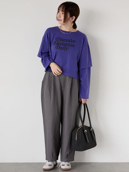 フェイクレイヤードプリントTシャツ(チャコールグレー/パープル/キナリ)|Te chichi TERRASSE(テチチ テラス)通販