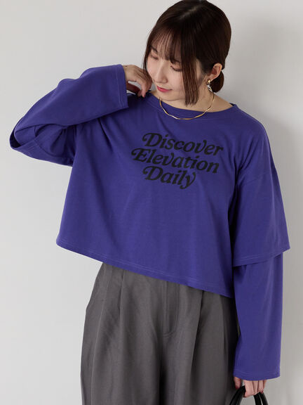 フェイクレイヤードプリントTシャツ(チャコールグレー/パープル/キナリ)|Te chichi TERRASSE(テチチ テラス)通販
