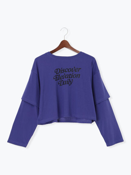 フェイクレイヤードプリントTシャツ(チャコールグレー/パープル/キナリ)|Te chichi TERRASSE(テチチ テラス)通販