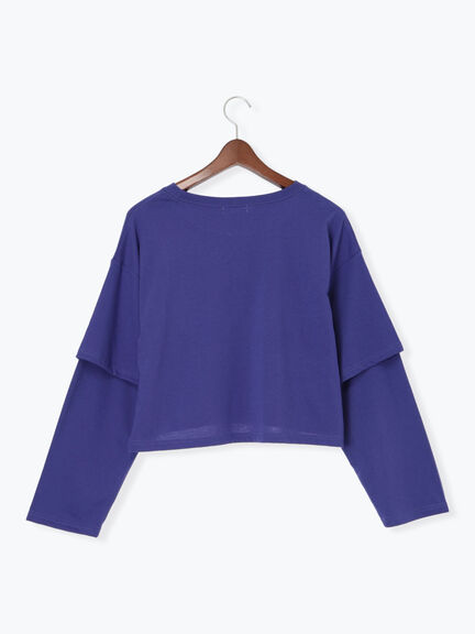 フェイクレイヤードプリントTシャツ(チャコールグレー/パープル/キナリ)|Te chichi TERRASSE(テチチ テラス)通販