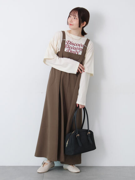 フレアジャンパースカート(チャコールグレー/ブラウン)|Te chichi TERRASSE(テチチ テラス)通販