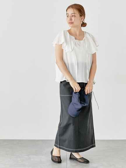 配色ステッチスカート《2025summer catalog item》(グレー/ブラック/ベージュ)|Lugnoncure(ルノンキュール)通販