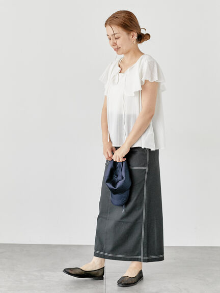 配色ステッチスカート《2025summer catalog item》(グレー/ブラック/ベージュ)|Lugnoncure(ルノンキュール)通販