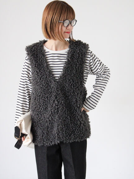 ミドルボアベスト(オフホワイト/チャコールグレー/モカ)|Lugnoncure(ルノンキュール)通販