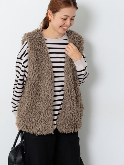 ミドルボアベスト(オフホワイト/チャコールグレー/モカ)|Lugnoncure(ルノンキュール)通販