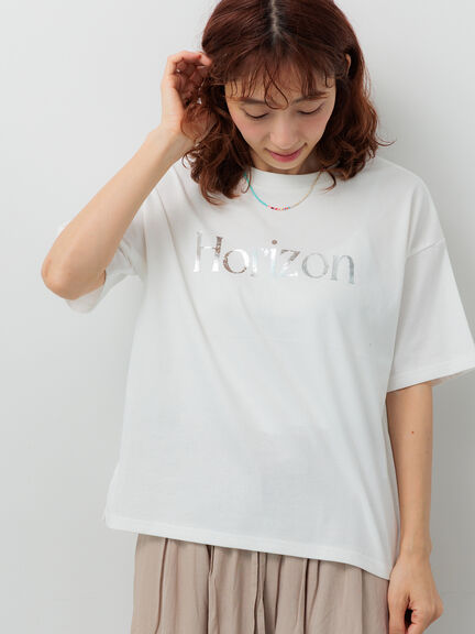 【接触冷感】箔プリントロゴTシャツ(オフホワイト/グレー/ブラック)|Lugnoncure(ルノンキュール)通販