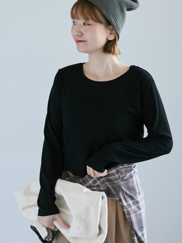 シアースラブテレコ長袖トップス(ブラック)|Lugnoncure(ルノンキュール)通販