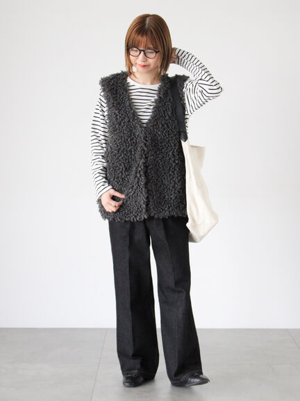 無地/ボーダー天竺トップス(オフホワイト/ホワイト/ブラック)|Lugnoncure(ルノンキュール)通販