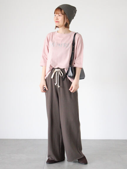 ピグメントグリッターロゴ7分袖Tシャツ(チャコールグレー/ピンク/ブラウン)|Lugnoncure(ルノンキュール)通販