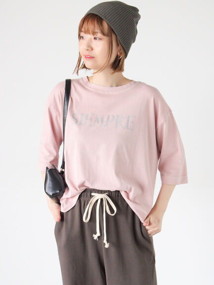 ピグメントグリッターロゴ7分袖Tシャツ(チャコールグレー/ピンク/ブラウン)|Lugnoncure(ルノンキュール)通販