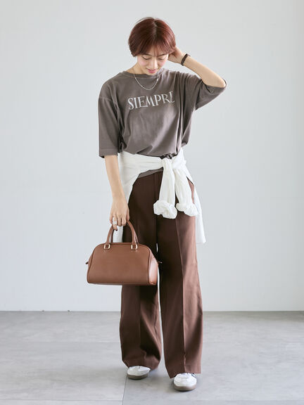 ピグメントグリッターロゴ7分袖Tシャツ(チャコールグレー/ピンク/ブラウン)|Lugnoncure(ルノンキュール)通販