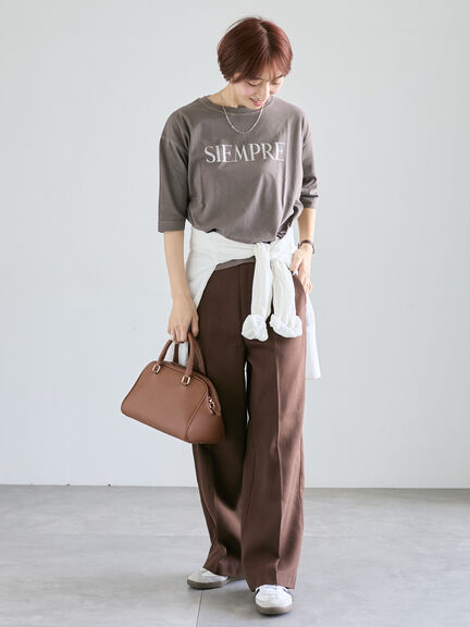 ピグメントグリッターロゴ7分袖Tシャツ(チャコールグレー/ピンク/ブラウン)|Lugnoncure(ルノンキュール)通販