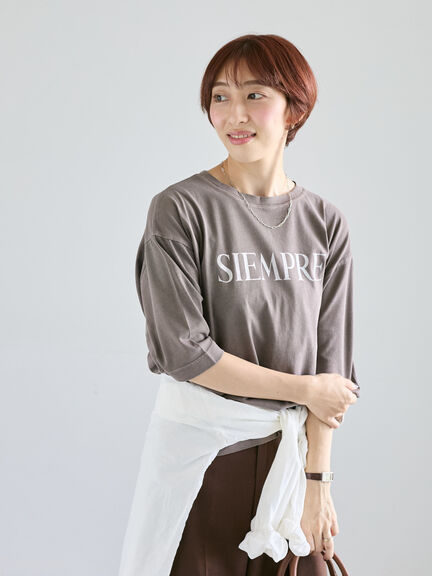 ピグメントグリッターロゴ7分袖Tシャツ(チャコールグレー/ピンク/ブラウン)|Lugnoncure(ルノンキュール)通販