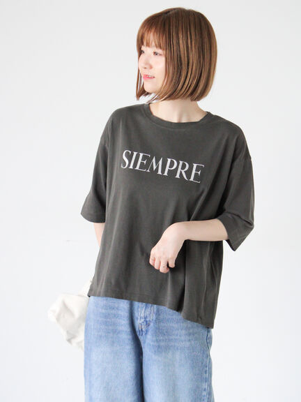 ピグメントグリッターロゴ7分袖Tシャツ(チャコールグレー/ピンク/ブラウン)|Lugnoncure(ルノンキュール)通販