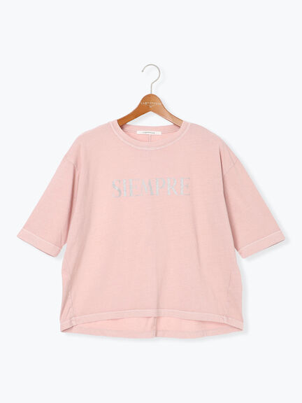 ピグメントグリッターロゴ7分袖Tシャツ(チャコールグレー/ピンク/ブラウン)|Lugnoncure(ルノンキュール)通販