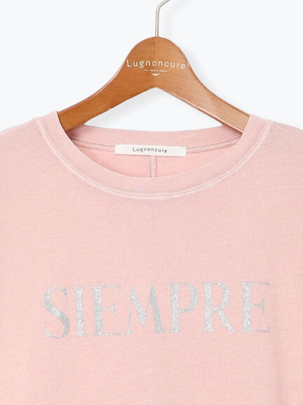 ピグメントグリッターロゴ7分袖Tシャツ(チャコールグレー/ピンク/ブラウン)|Lugnoncure(ルノンキュール)通販