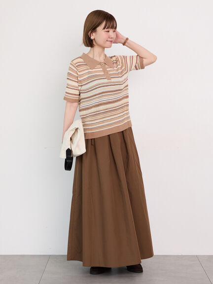 マルチボーダーポロニット《2025autumn catalog item》(ベージュ/ネイビー/パープル)|Lugnoncure(ルノンキュール)通販