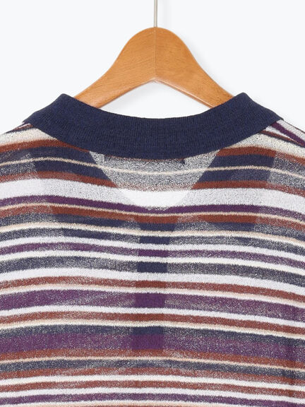 マルチボーダーポロニット《2025autumn catalog item》(ベージュ/ネイビー/パープル)|Lugnoncure(ルノンキュール)通販