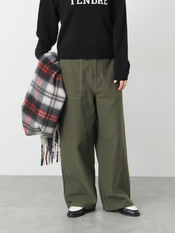 バックサテンベイカーパンツ《2025autumn catalog item》(カーキ)|Lugnoncure(ルノンキュール)通販