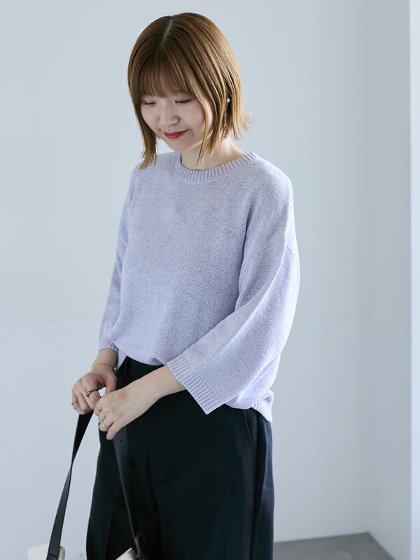 テープヤーンクルーネックニット(パープル)|Lugnoncure(ルノンキュール)通販