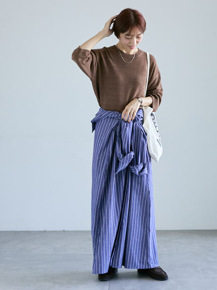 テープヤーンクルーネックニット(グレー/ブラック/ブラウン/パープル)|Lugnoncure(ルノンキュール)通販