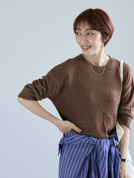 テープヤーンクルーネックニット(グレー/ブラック/ブラウン/パープル)|Lugnoncure(ルノンキュール)通販