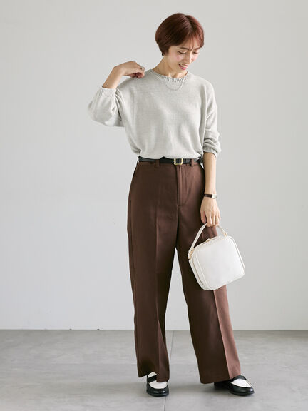 テープヤーンクルーネックニット(グレー/ブラック/ブラウン/パープル)|Lugnoncure(ルノンキュール)通販