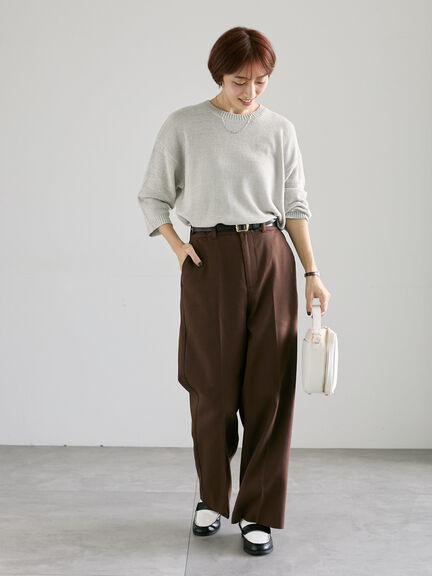 テープヤーンクルーネックニット(グレー/ブラック/ブラウン/パープル)|Lugnoncure(ルノンキュール)通販