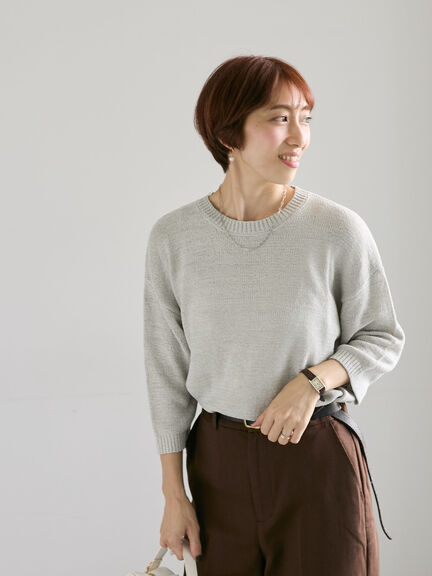 テープヤーンクルーネックニット(グレー/ブラック/ブラウン/パープル)|Lugnoncure(ルノンキュール)通販