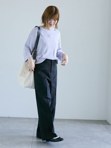 テープヤーンクルーネックニット(グレー/ブラック/ブラウン/パープル)|Lugnoncure(ルノンキュール)通販