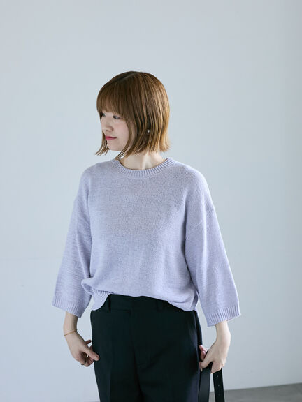 テープヤーンクルーネックニット(グレー/ブラック/ブラウン/パープル)|Lugnoncure(ルノンキュール)通販