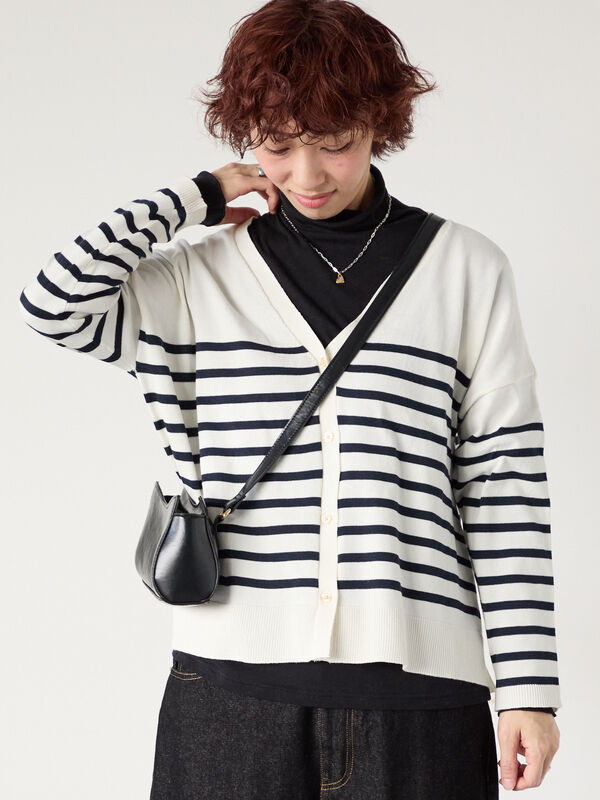 無地/柄アソートVネックカーディガン(オフホワイト)|Lugnoncure(ルノンキュール)通販