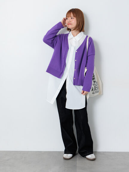 無地/柄アソートVネックカーディガン(オフホワイト/グレー/チャコールグレー/パープル)|Lugnoncure(ルノンキュール)通販