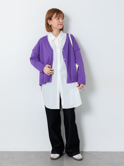 無地/柄アソートVネックカーディガン(オフホワイト/グレー/チャコールグレー/パープル)|Lugnoncure(ルノンキュール)通販