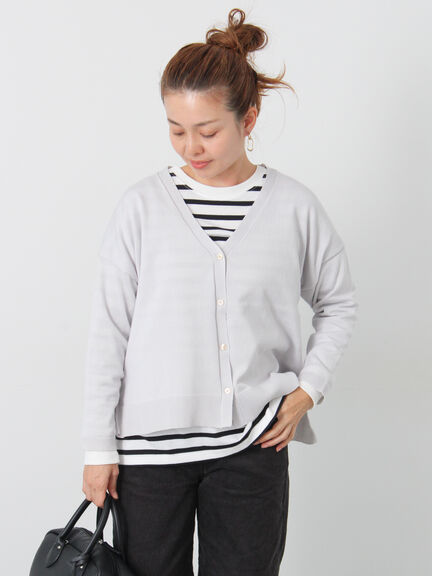 無地/柄アソートVネックカーディガン(オフホワイト/グレー/チャコールグレー/パープル)|Lugnoncure(ルノンキュール)通販