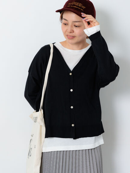 無地/柄アソートVネックカーディガン(オフホワイト/グレー/チャコールグレー/パープル)|Lugnoncure(ルノンキュール)通販