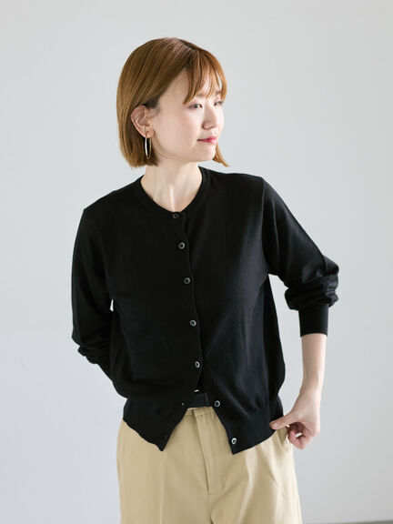 コットンクルーネックカーディガン(オフホワイト/ブラック/レッド/ブルー)|Lugnoncure(ルノンキュール)通販