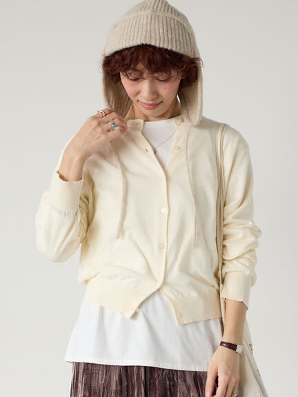 コットンクルーネックカーディガン(オフホワイト/ブラック/レッド/ブルー)|Lugnoncure(ルノンキュール)通販