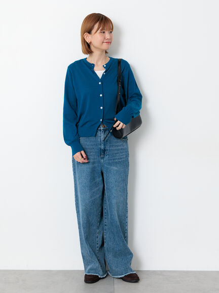 コットンクルーネックカーディガン(オフホワイト/ブラック/レッド/ブルー)|Lugnoncure(ルノンキュール)通販