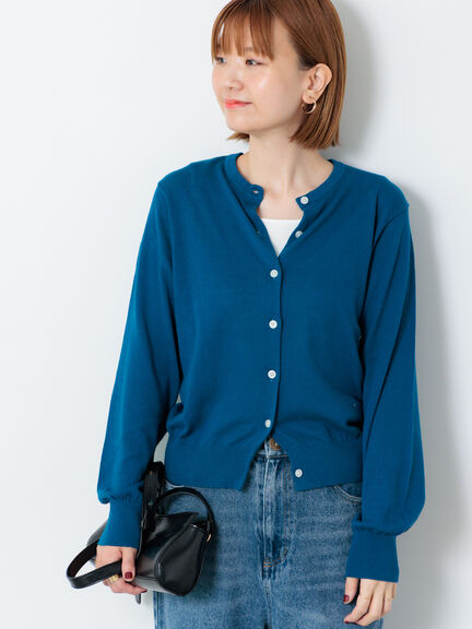 コットンクルーネックカーディガン(オフホワイト/ブラック/レッド/ブルー)|Lugnoncure(ルノンキュール)通販