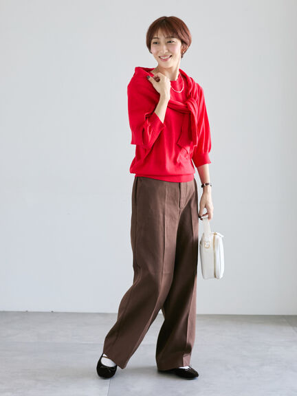 コットンクルーネックニット(オフホワイト/ブラック/レッド/ブルー)|Lugnoncure(ルノンキュール)通販