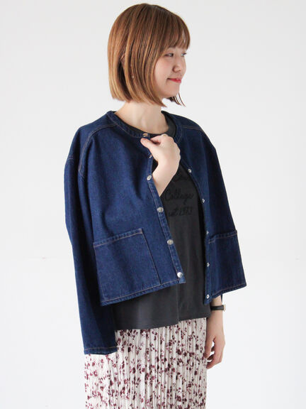 ノーカラーデニムジャケット《2025autumn catalog item》(ブラック/ネイビー)|Lugnoncure(ルノンキュール)通販