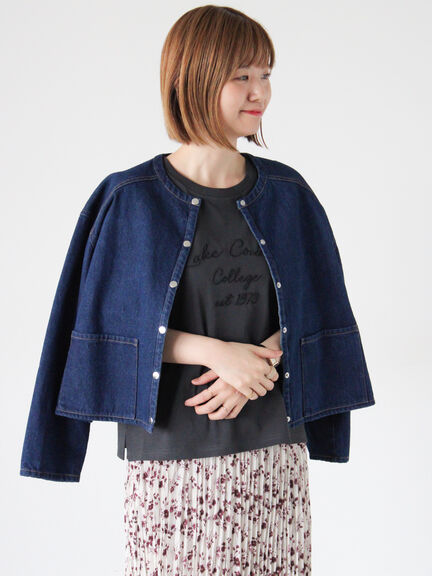ノーカラーデニムジャケット《2025autumn catalog item》(ブラック/ネイビー)|Lugnoncure(ルノンキュール)通販