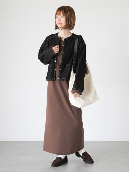 ノーカラーデニムジャケット《2025autumn catalog item》(ブラック/ネイビー)|Lugnoncure(ルノンキュール)通販