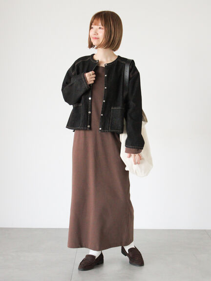 ノーカラーデニムジャケット《2025autumn catalog item》(ブラック/ネイビー)|Lugnoncure(ルノンキュール)通販