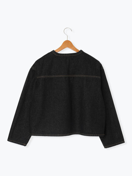 ノーカラーデニムジャケット《2025autumn catalog item》(ブラック/ネイビー)|Lugnoncure(ルノンキュール)通販