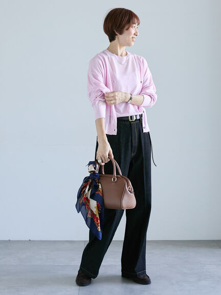 センタープレスストレートデニムパンツ《2025autumn catalog item》(ブラック/ネイビー)|Lugnoncure(ルノンキュール)通販