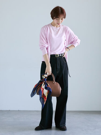 センタープレスストレートデニムパンツ《2025autumn catalog item》(ブラック/ネイビー)|Lugnoncure(ルノンキュール)通販