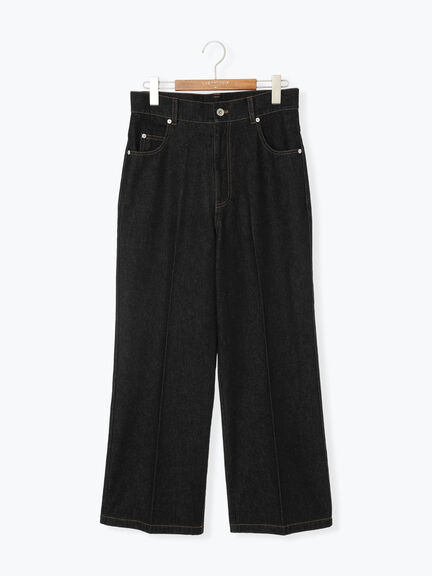 センタープレスストレートデニムパンツ《2025autumn catalog item》(ブラック/ネイビー)|Lugnoncure(ルノンキュール)通販